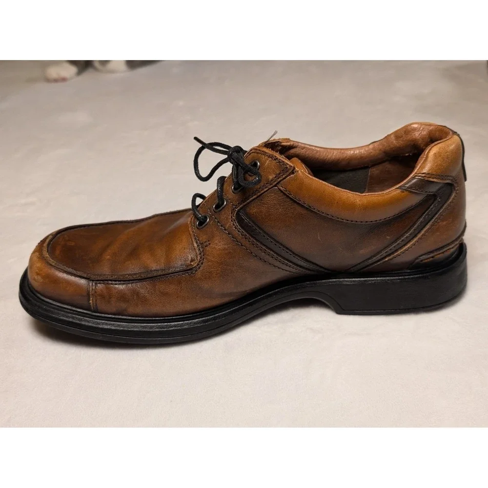 Vintage 02/06 Clarks Mens Brown Leather Square Toe Lace Up Dress Shoes Size 9.5M
